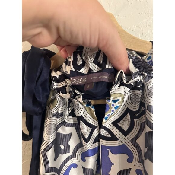 Hale Bob Silk Blue Ribbon Tie Halter Blouse - Picture 8 of 10